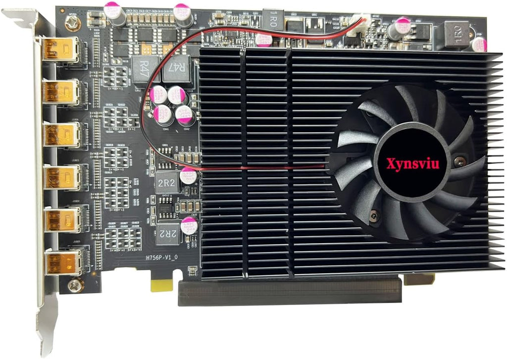 Radeon R7 350 Mini 6DP 4GB GDDR5 Graphics Card, 6 Monitor Mini Display 6 Port Outputs Computer Video Card，tarjeta gráfica (mini6DP 4G to HDMI)