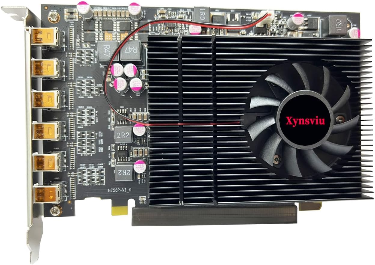 Radeon R7 350 Mini 6DP 4GB GDDR5 Graphics Card, 6 Monitor Mini Display 6 Port Outputs Computer Video Card，tarjeta gráfica (mini6DP 4G to HDMI)