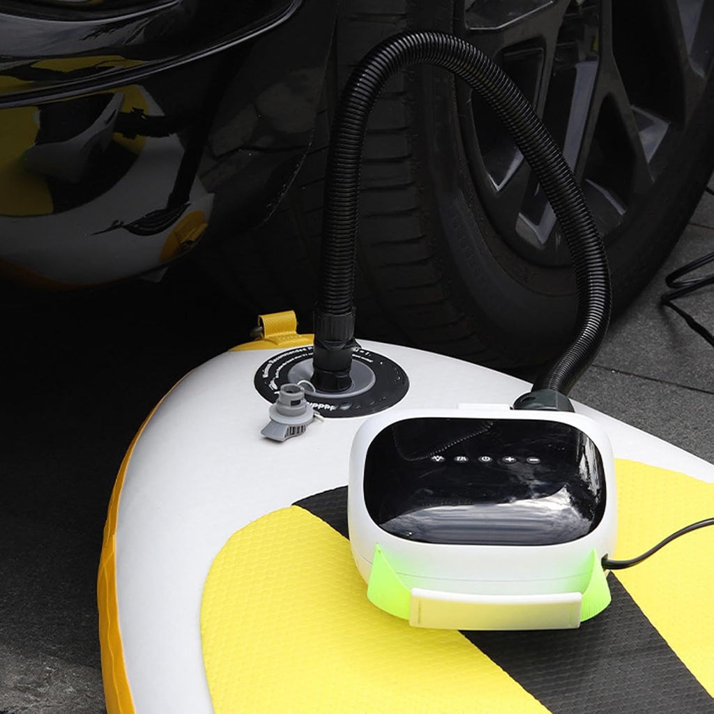 FTVOGUE Electric Paddle Board Pump 20PSI Fast Inflation Deflation with LCD Screen and Auto Stop Rechargeable Air Pump for Inflatable Kayak Tent with 7 Adapters and LED Light