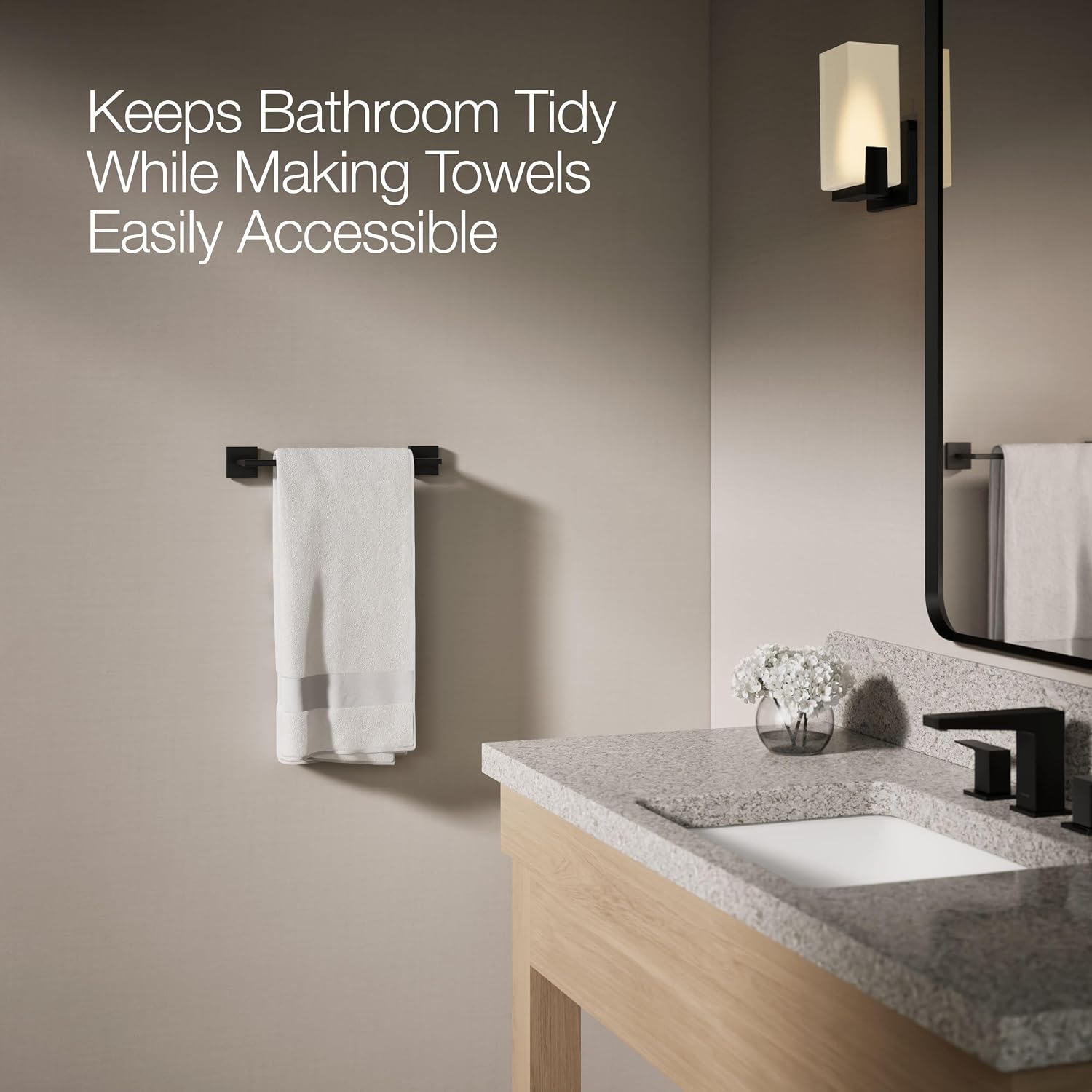 Kohler 23286-BL Square 12' Towel bar, Matte Black