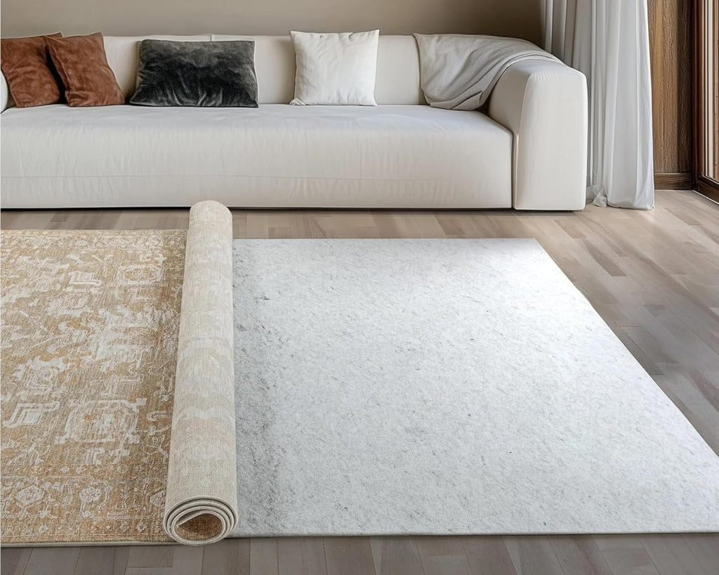 WELL WOVEN Premium 1/4' Thick Felt Rug Pad 8x8 Square - Non Slip Rubber Backing for Hard Floors & Carpet - Easy Cut to Size for Custom Fit - Superior Cushioning & Floor Protection Shield