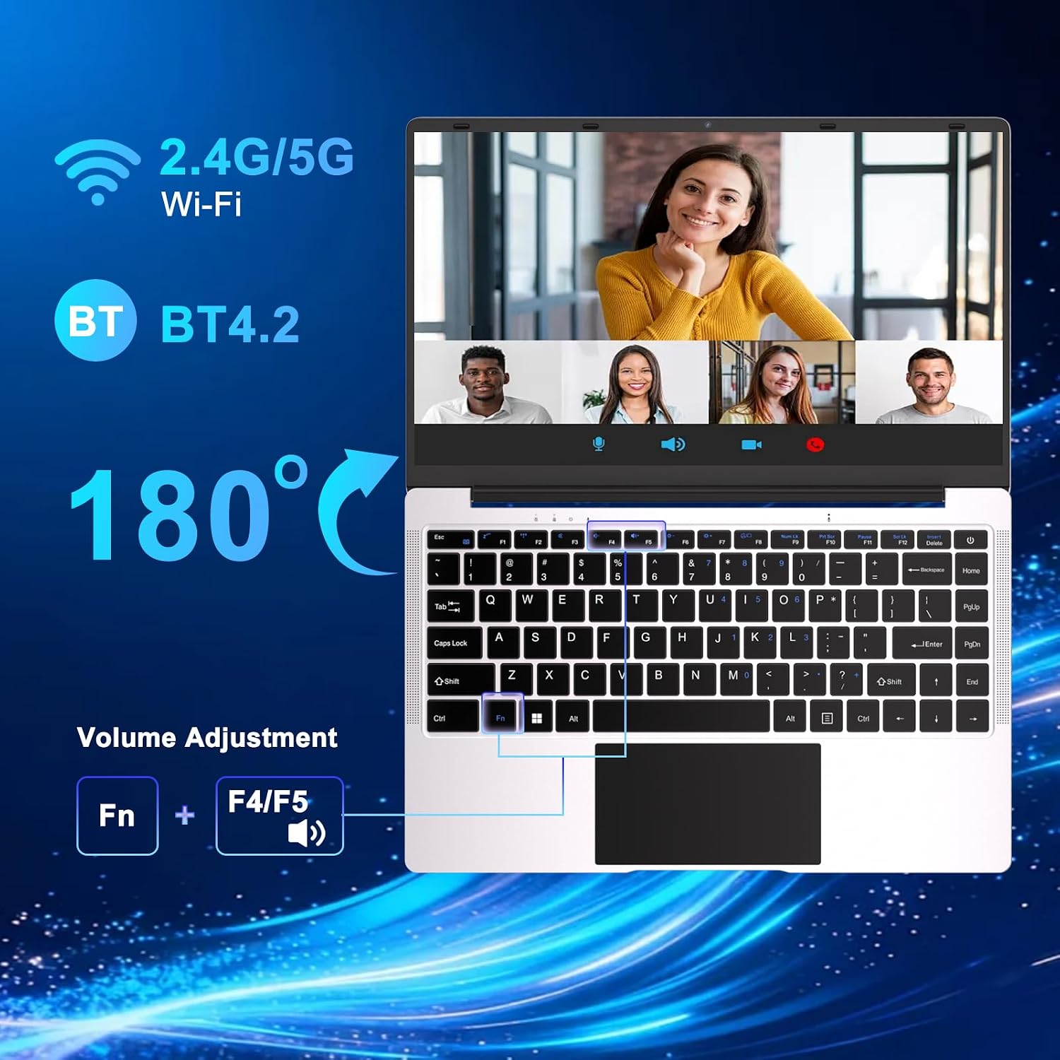 2026 14 Inch Laptop Computer Win 11 8GB+256GB SSD Up to 1TB SSD Expand Laptops N4020 Up to 2.8Ghz DDR4 1080p FHD Dual WiFi BT4.2 with Webcam Screen Projection Function for Business Student--Silver