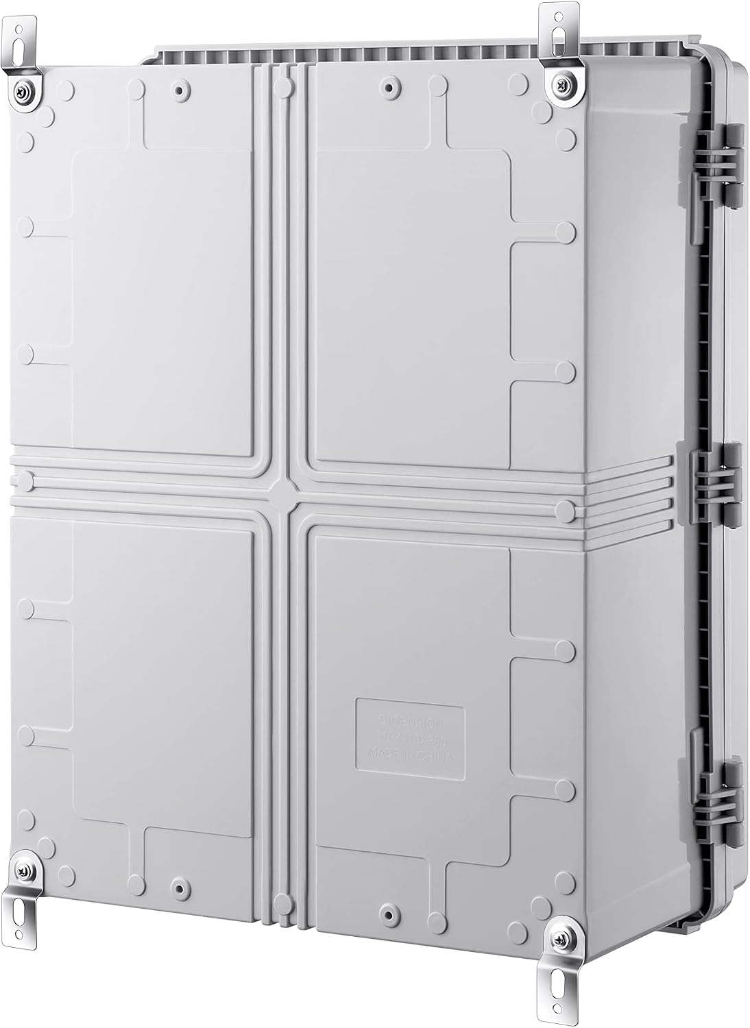 Gratury Junction Box, IP67 Waterproof Plastic Enclosure for Electrical Project, Hinged Grey Cover, Includes Mounting Plate and Wall Bracket (Grey Cover with Inner Door, 20'×16.1'×7.9')