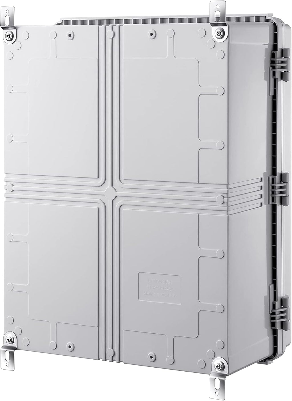 Gratury Junction Box, IP67 Waterproof Plastic Enclosure for Electrical Project, Hinged Grey Cover, Includes Mounting Plate and Wall Bracket 510×410×200mm (20'×16.1'×7.9')