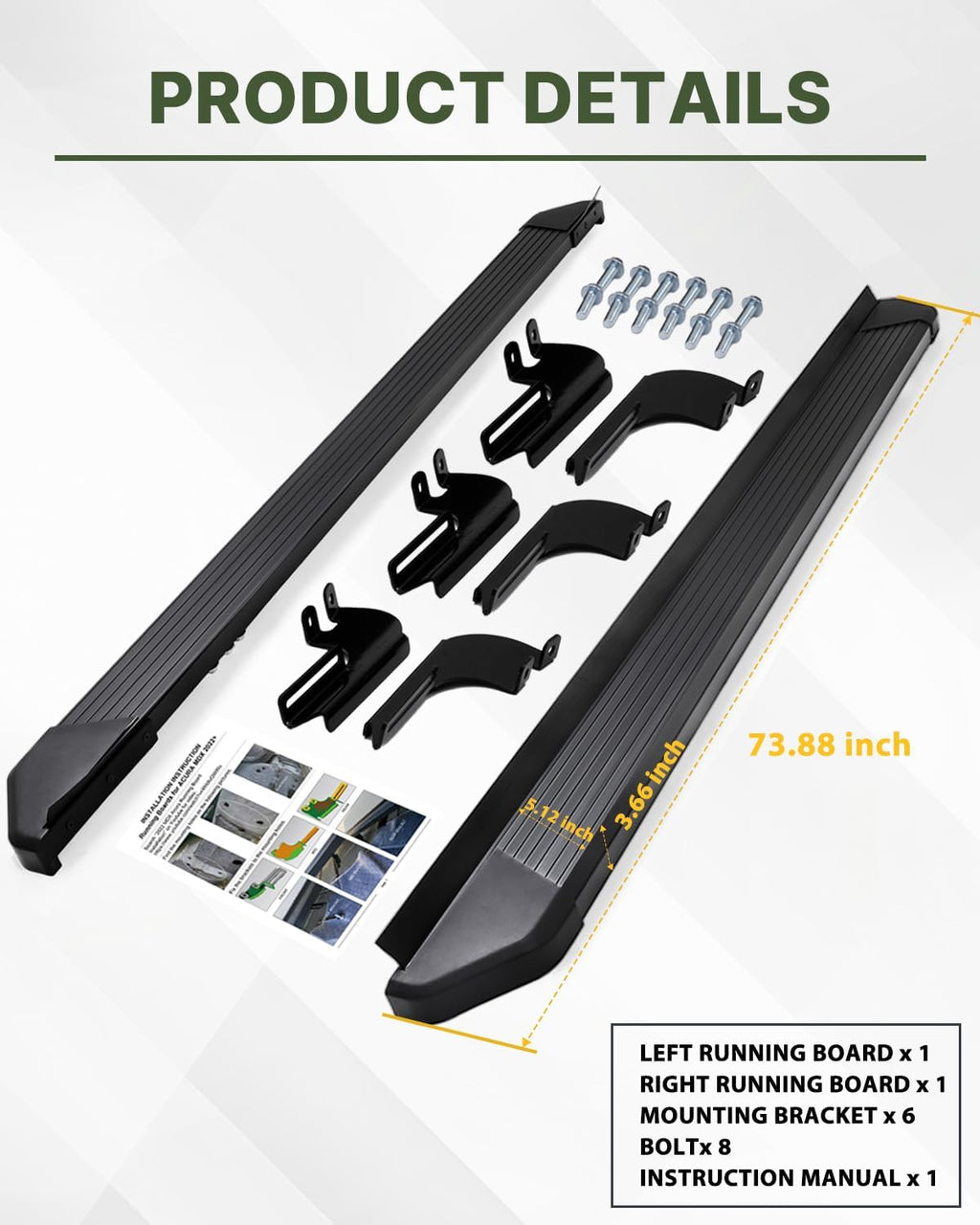 Running Boards Fit for 2023-2026 Honda Pilot Aluminum Side Steps | 600 LBS Load, No-Drill Step Rails with Wide Non-Slip Platform, Side Step Bars for Kids, Elderly & Daily SUV Access