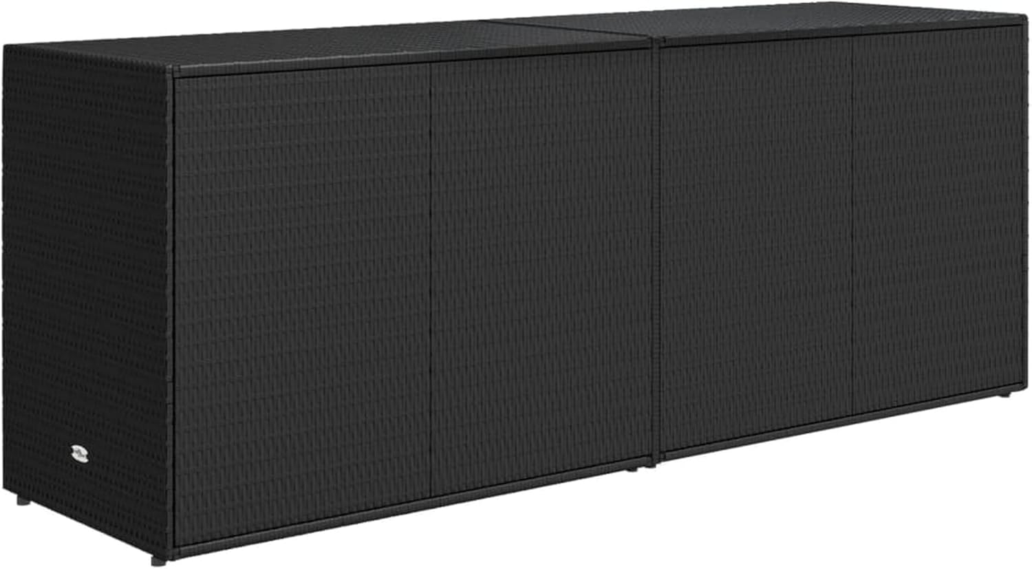 Benjara Elix Outdoor Storage Cabinet Chest- 78' Wide Black Rattan- Brown