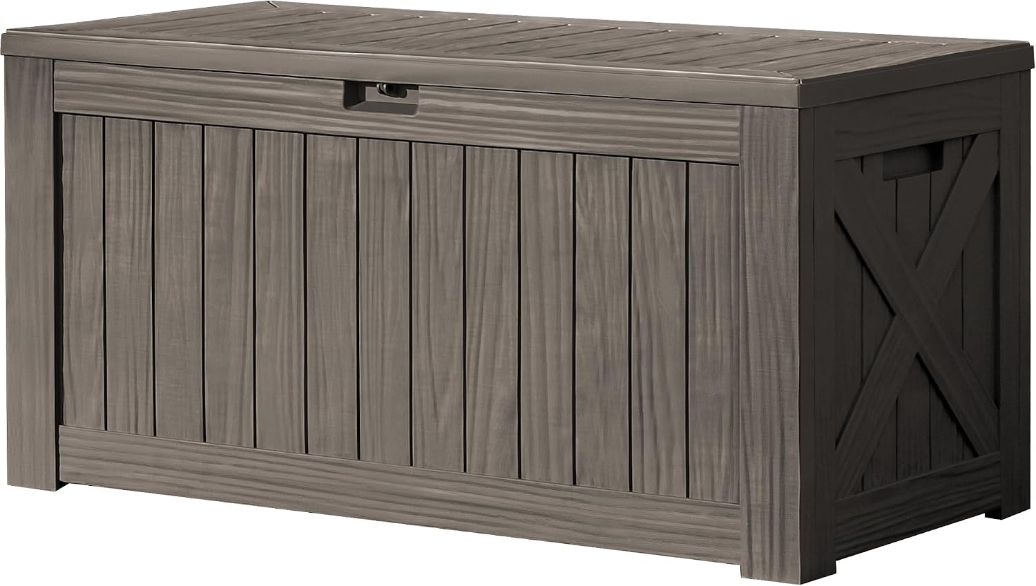 Devoko 120 Gallon Deck Box Resin Outdoor Storage Box Waterproof for Patio, Large Outdoor Storage Bench Lockable for Outside (Deep Brown)