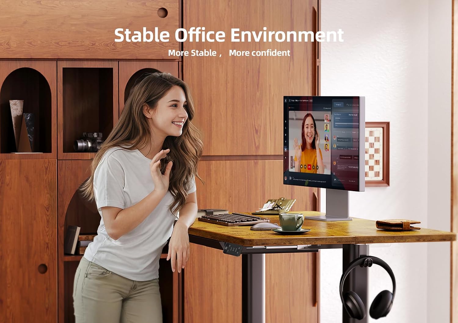 Claiks Standing Desk with Drawers, 48 x 24 Inches Electric Standing Desk Adjustable Height, Sit Stand Up Desks Computer Workstation, Rustic Brown