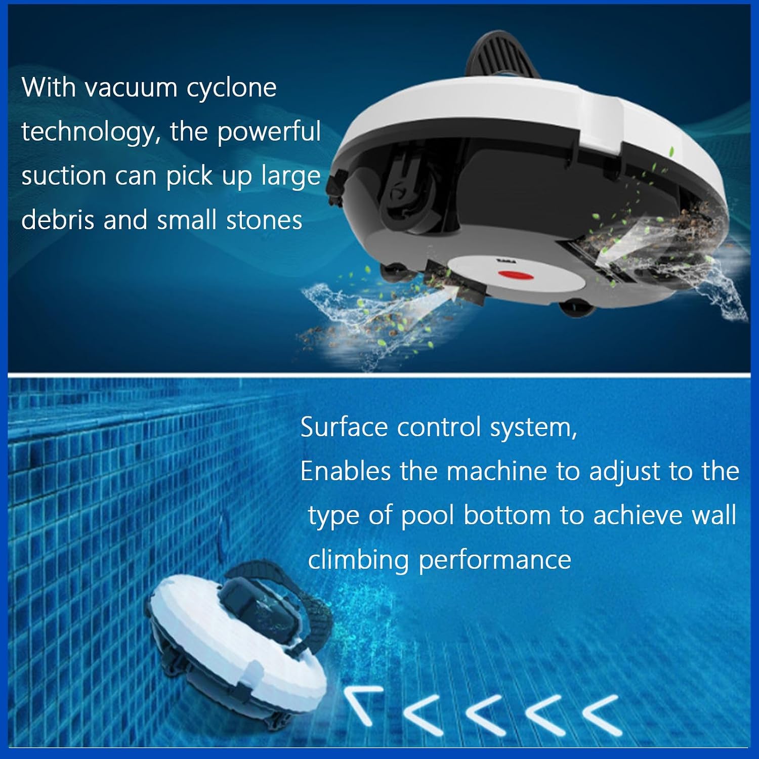 Automatic Pool Robot Cleaner, Cordless Pool Cleaning Robot with Battery, Swimming Pool Robot Vacuum Cleaner,Cordless Pool Vacuum Robot