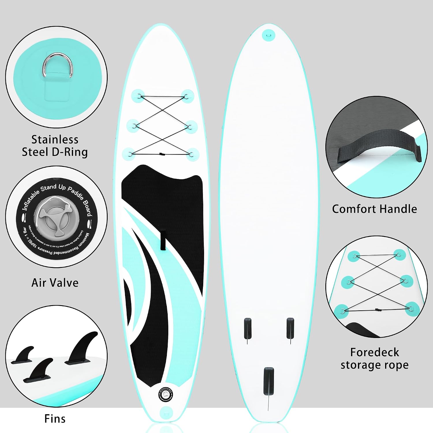 SUDOO Inflatable Stand Up Paddle Board 10'/ 10'6' SUP with 450LB Weight Capacity Adjustable Paddle Wide Stable Non Slip EVA Deck Complete Accessories for Adults Beginners Youth Outdoor Water Sports