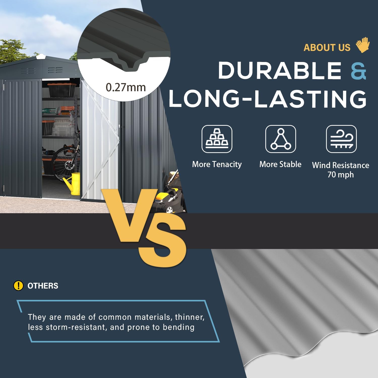 U-MAX 10x14 Outdoor Storage Shed, Large Metal Outside Garden Sheds & Outdoor Storage Clearance, Tool Shed Lockable for Backyard, Patio and Outside Use in Dark Grey