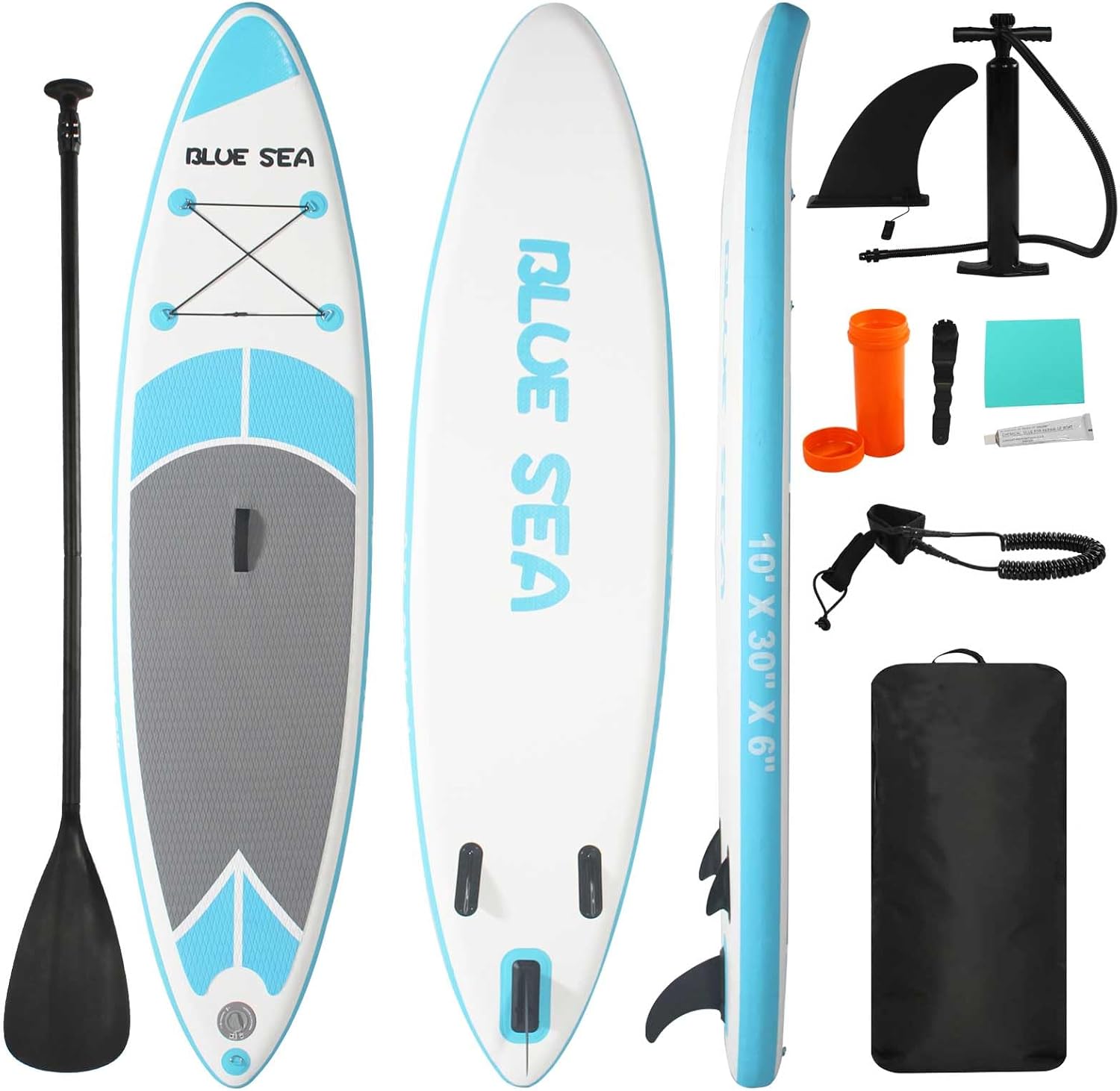 Inflatable Stand up Paddle Board, Extra Wide SUP, with Premium Paddleboard Accessories, Hand Pump, Backpack, Adult & Youth, for Yoga Fishing Paddling
