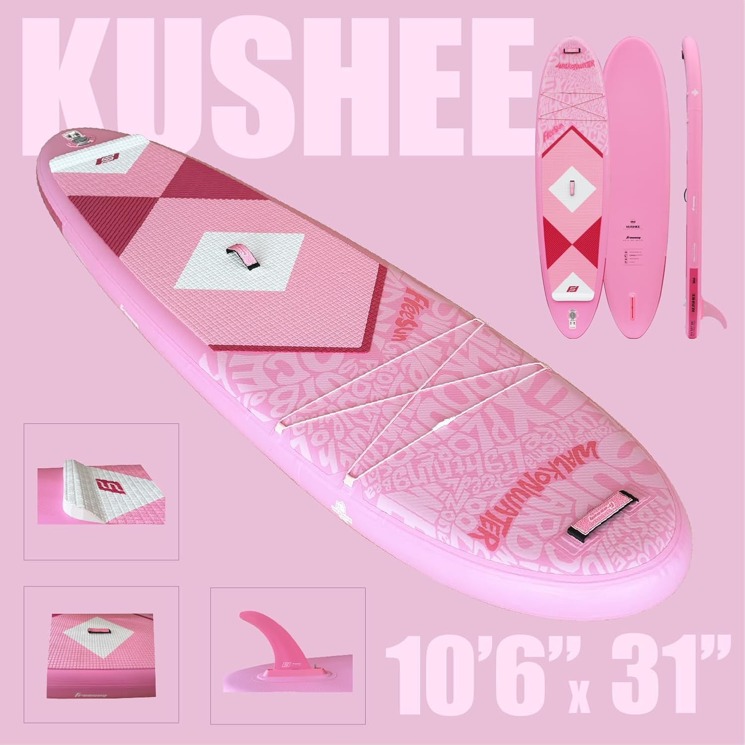 FREESUN KUSHEE 10'6' x 31' Inflatable Stand Up Paddle Board, All-Around iSUP for Beginners & Adults, Glue-Free Heat-Fusion Tech for Extra Durability, Stable Wide Nose, Lightweight Blow Up SUP
