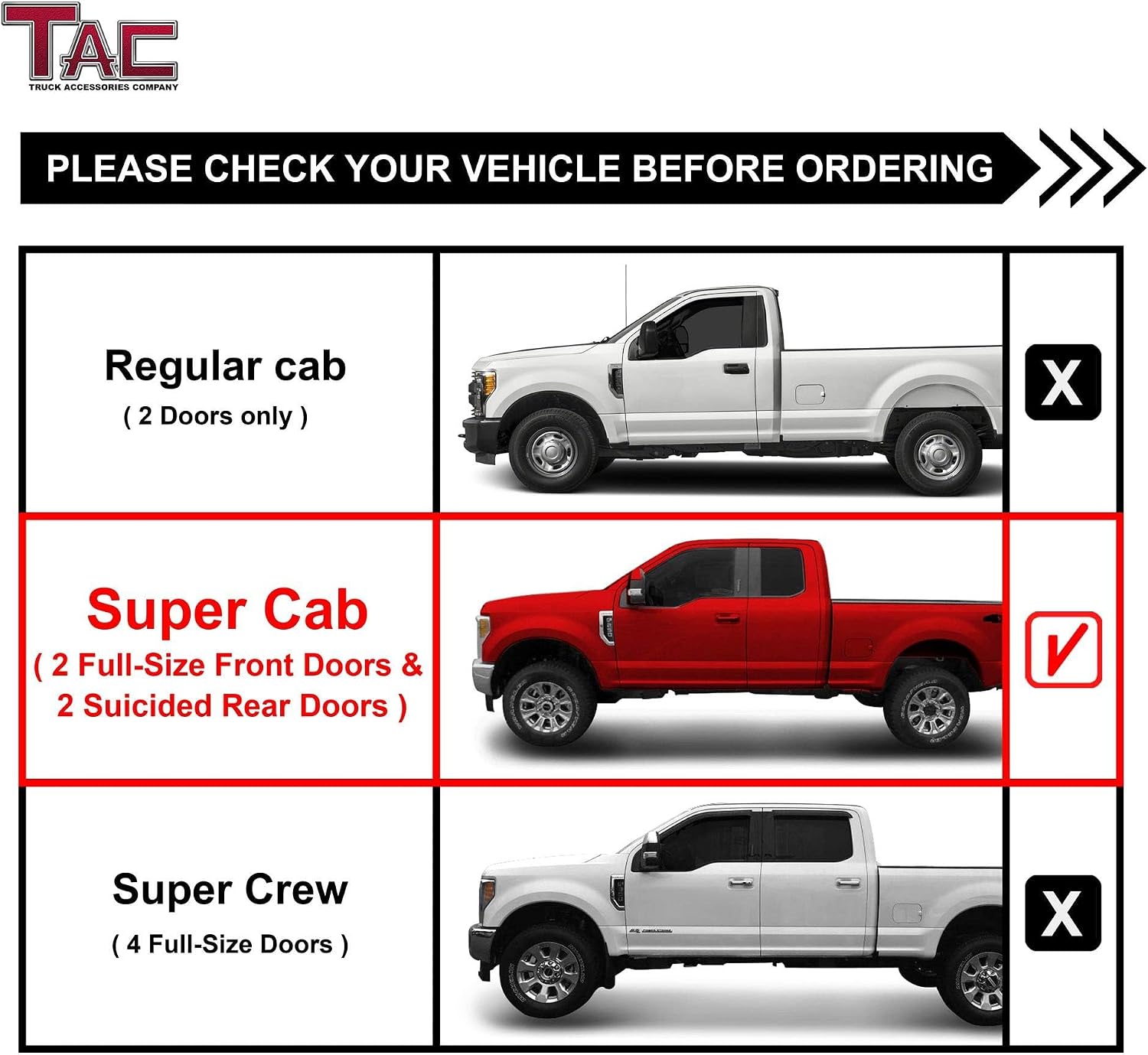 TAC Side Steps Running Boards Fit 1999-2016 Ford F250/F350/F450/F550 Super Duty Super Cab Truck Pickup 3' Black Side Bars Nerf Bars Off Road Automotive Exterior Accessories