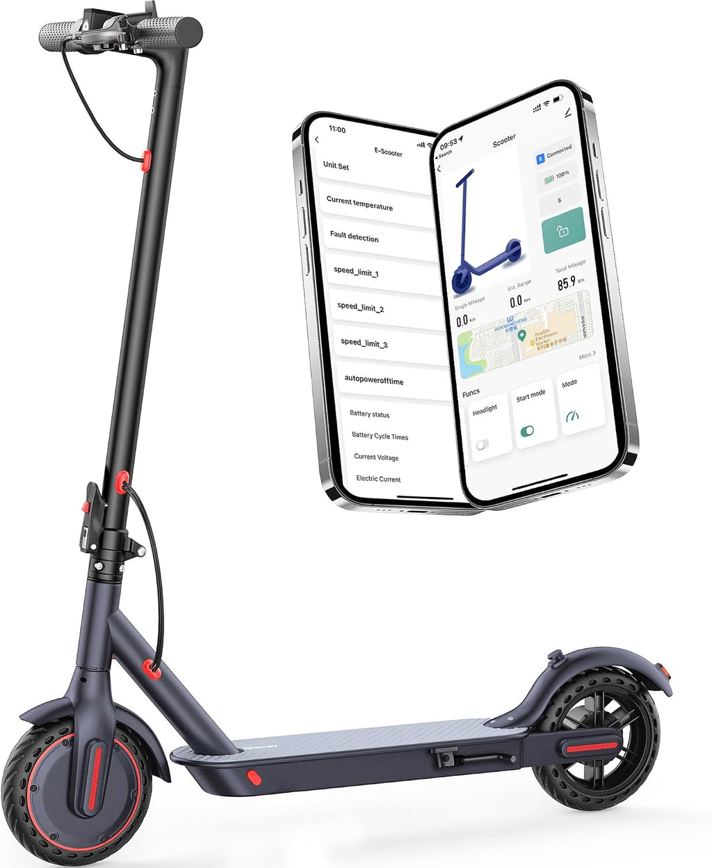 Qlaway 8.5' E Scooter for Adults 19/22 MPH 350/500W Motor 187.2/288.6/441WH Battery, Motorized Scooter Up to 22 Miles Range, Foldable Bearing 265 LBS/APP Control