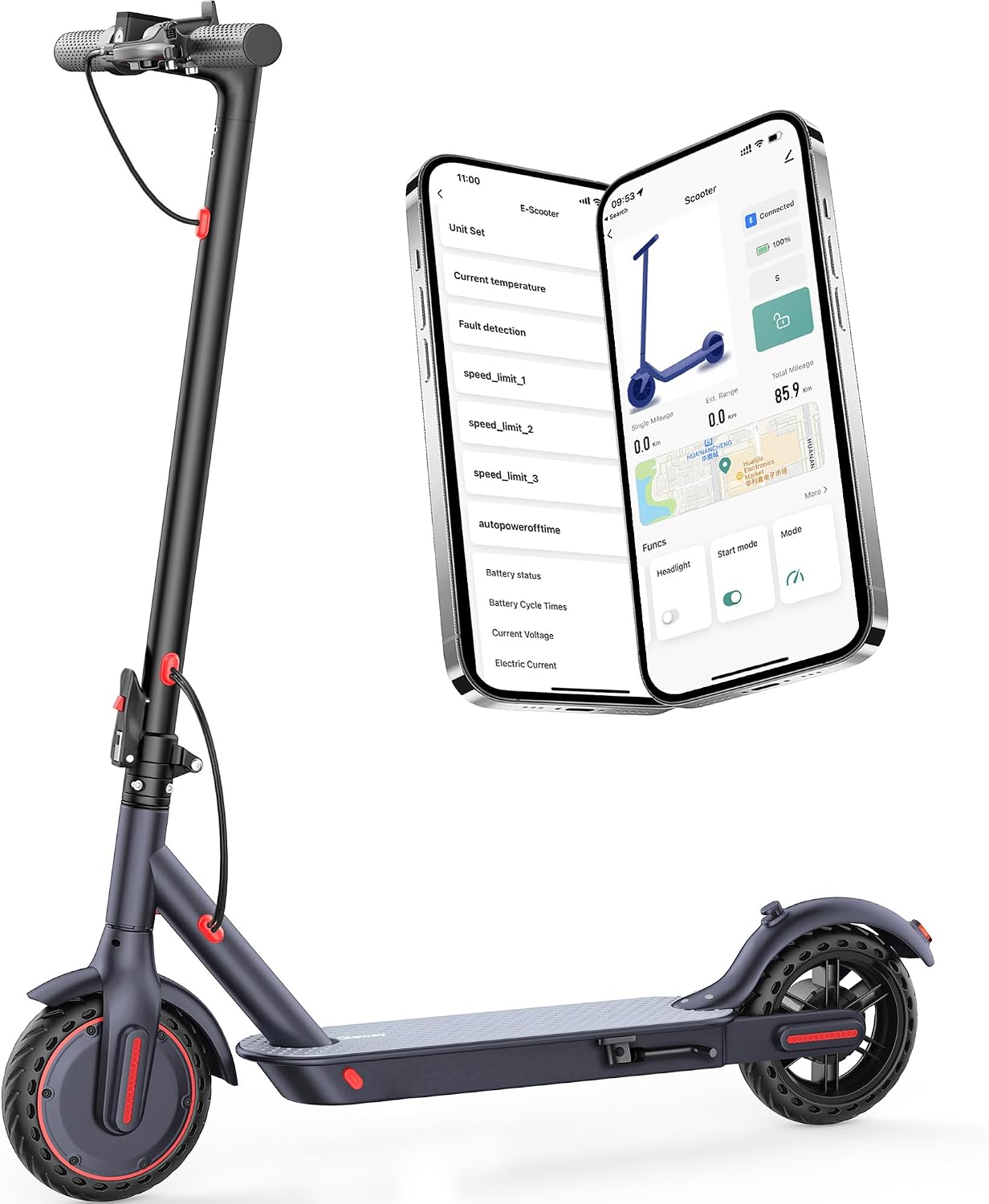 Qlaway 8.5' E Scooter for Adults 19/22 MPH 350/500W Motor 187.2/288.6/441WH Battery, Motorized Scooter Up to 22 Miles Range, Foldable Bearing 265 LBS/APP Control