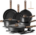 SENSARTE 20Pcs Nonstick Pots and Pans Set, Black Non Stick Cookware Set, Healthy Kitchen Cooking Set, Induction Compatible, Dishwasher Safe, PFOA/PFOS Free