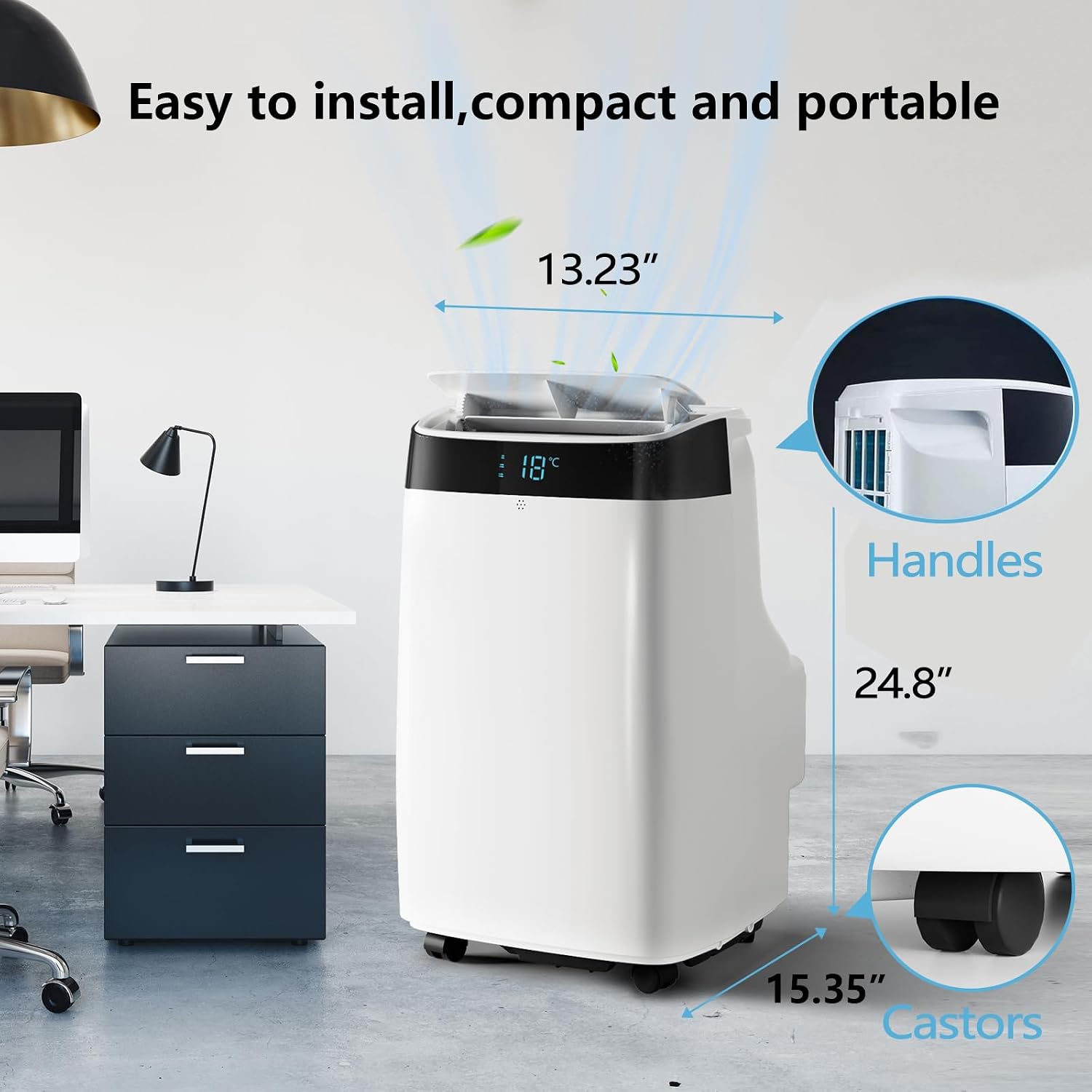GarveeHome Portable Air Conditioner with Remote Control, 10000 BTU, 3 in-1 Quiet AC Unit, 3 Speeds, 24H Timer, Cools Room up to 450 Sq. ft, Multi-Function Modes, Smart Control Panel