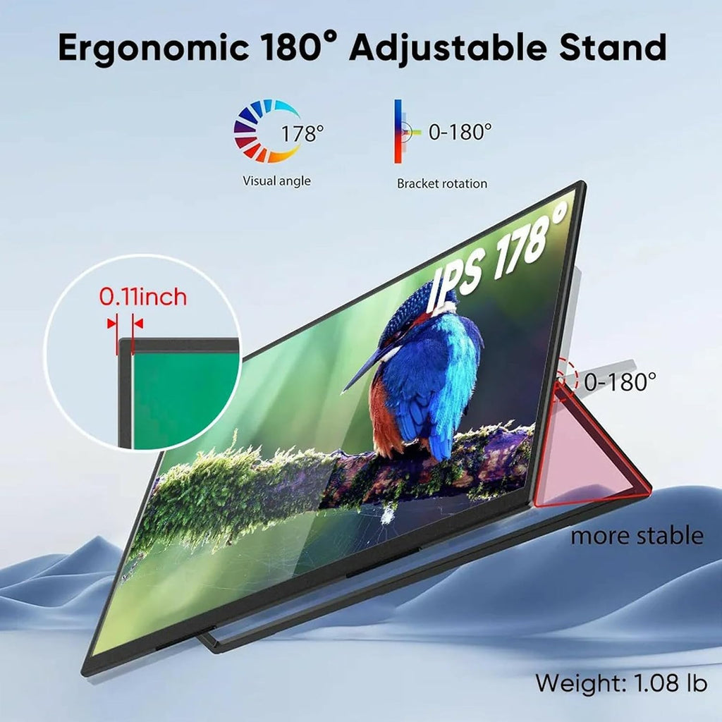 flexman 13.3 Portable Monitor, 2560 X 1600 HD 16: 10 2K External Display with Stand, 300 Nits 178° Viewing Angle IPS Screen for Laptop Phone Mac Game Console Switch