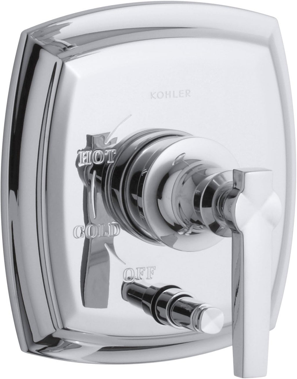 KOHLER T98759-4-CP Margaux Rite-Temp Pressure-Balancing Valve Trim with Push-Button Diverter and Lever Handle, Valve Not Included, Polished Chrome