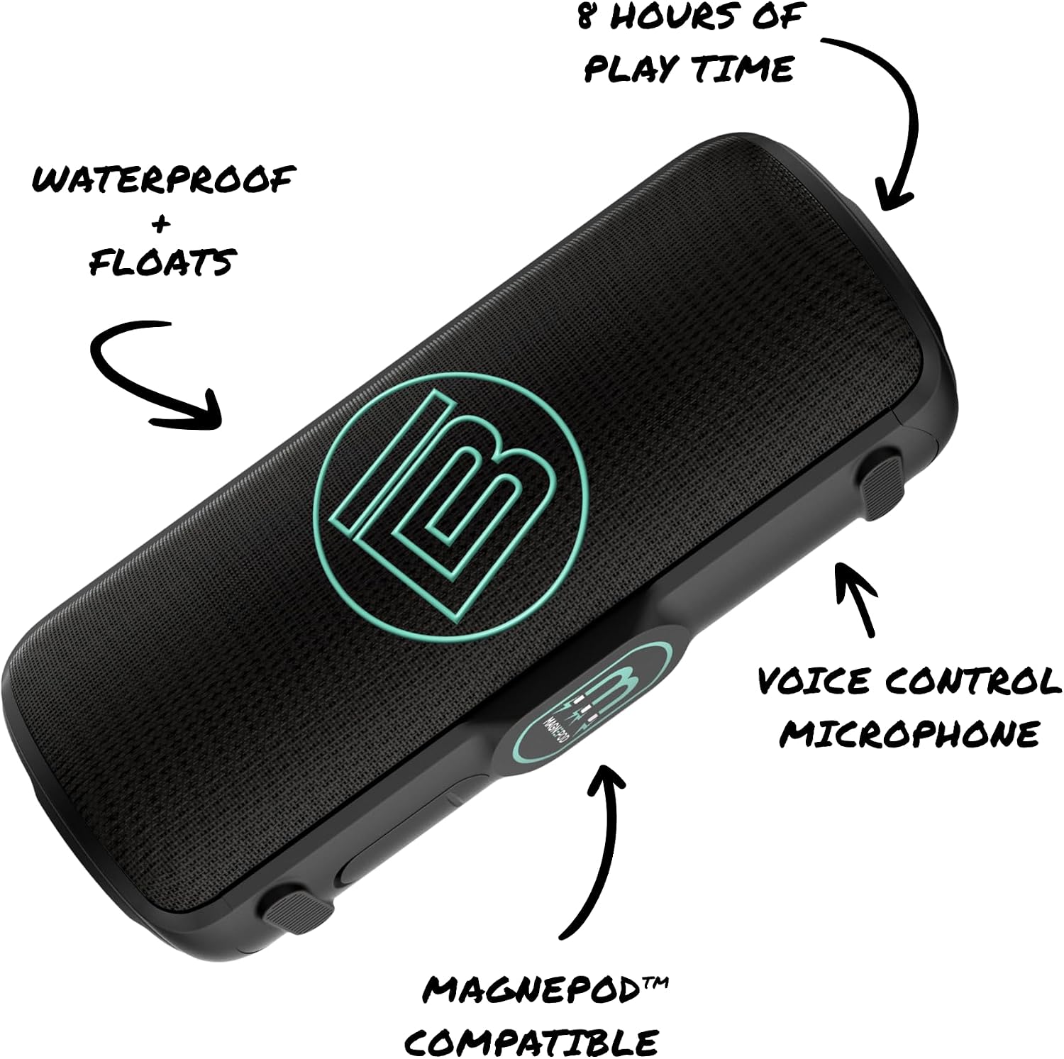 BOTE Paddle Board Waterproof MagneBoom Surge Bluetooth Speaker Watersports SUP Surf Boating Lake Float Docks Beach Universal Portable Sound Device 8 Hour Playtime