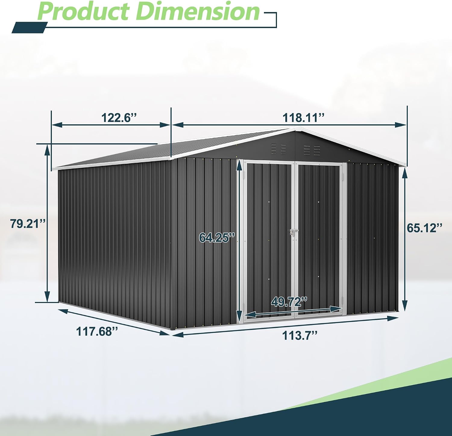 YOPTO 10 x 10 FT Outdoor Storage Shed,Heavy Duty Tool Sheds Metal Storage Garden Shed with Sloped Roof and Lockable Doors,Large Metal Storage Sheds for Backyard Patio Lawn, Black