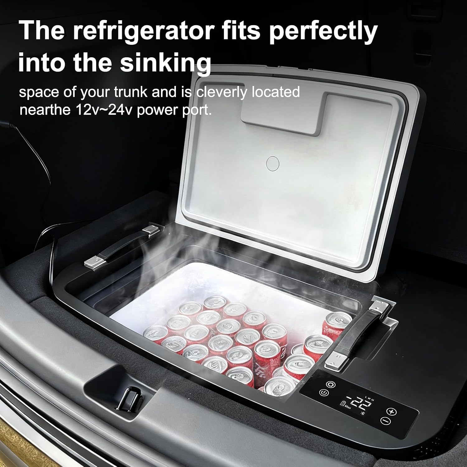 Model Y 2020-2025 Trunk 35L App Control Fridge Huge Car Refrigerator, Car Freezer for Tesla Model Y Juniper 2025+, -7.6℉-50℉ Trunk Portable Freezer for Camping Tailgating Road Trip Home