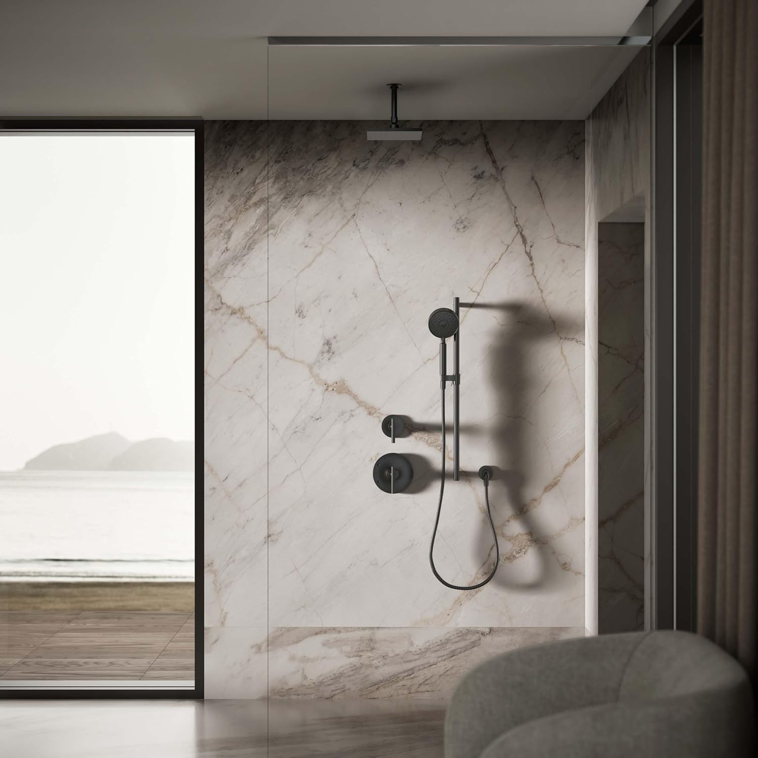 Kohler 13695-BL Contemporary Square 8' single-function rainhead, 2.5 gpm, Matte Black
