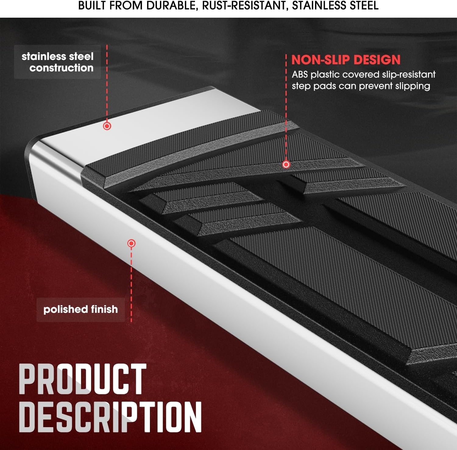 DNA Motoring 6.5' Flat Running Boards Side Step Nerf Rails Bars Compatible with Ford Ranger Extended Cab 2019-2023, STEPB-U-RGR19-T1-E