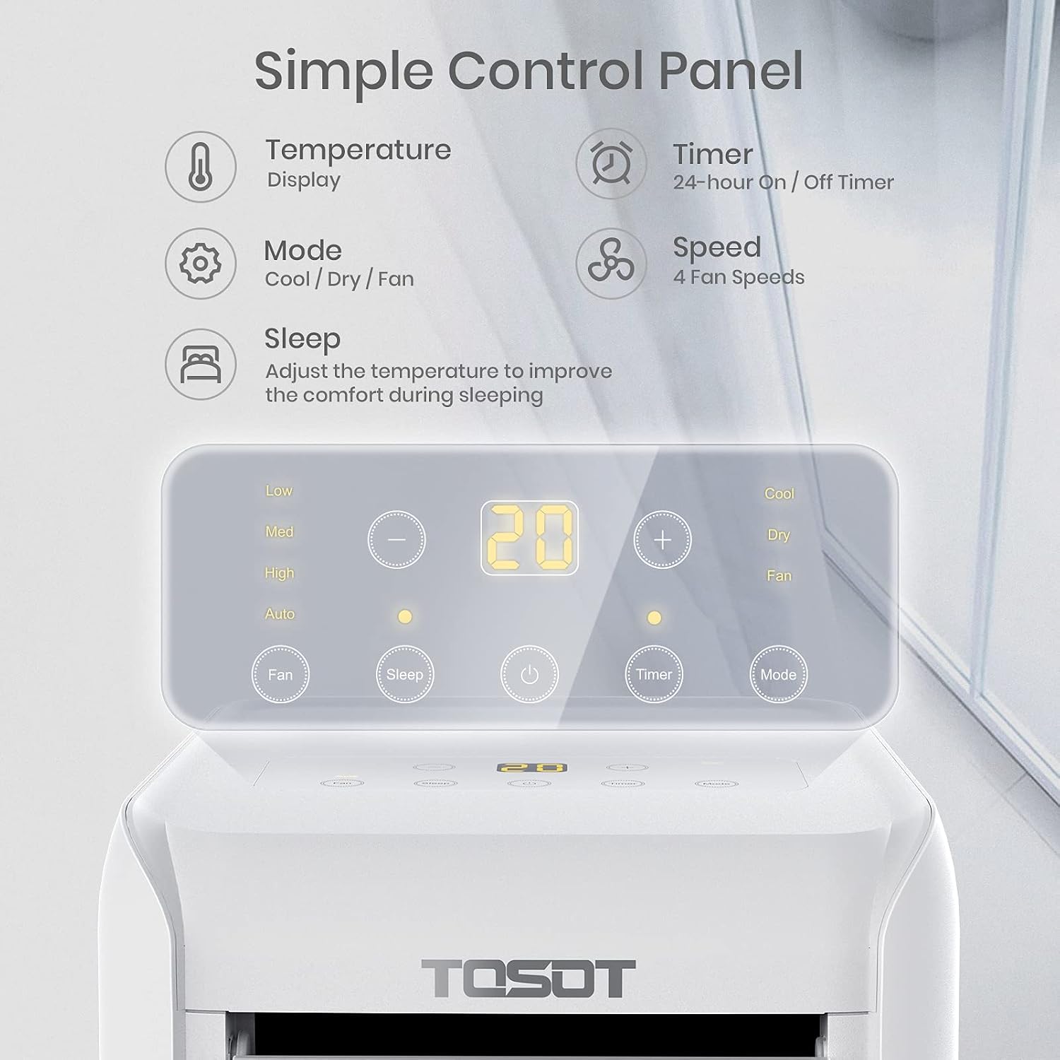 TOSOT 9,500 BTU Air Conditioner Easier to Install, Quiet and 3-in-1 Portable AC, Dehumidifier, Fan for Rooms Up to 300 sq ft, Aovia Series, White