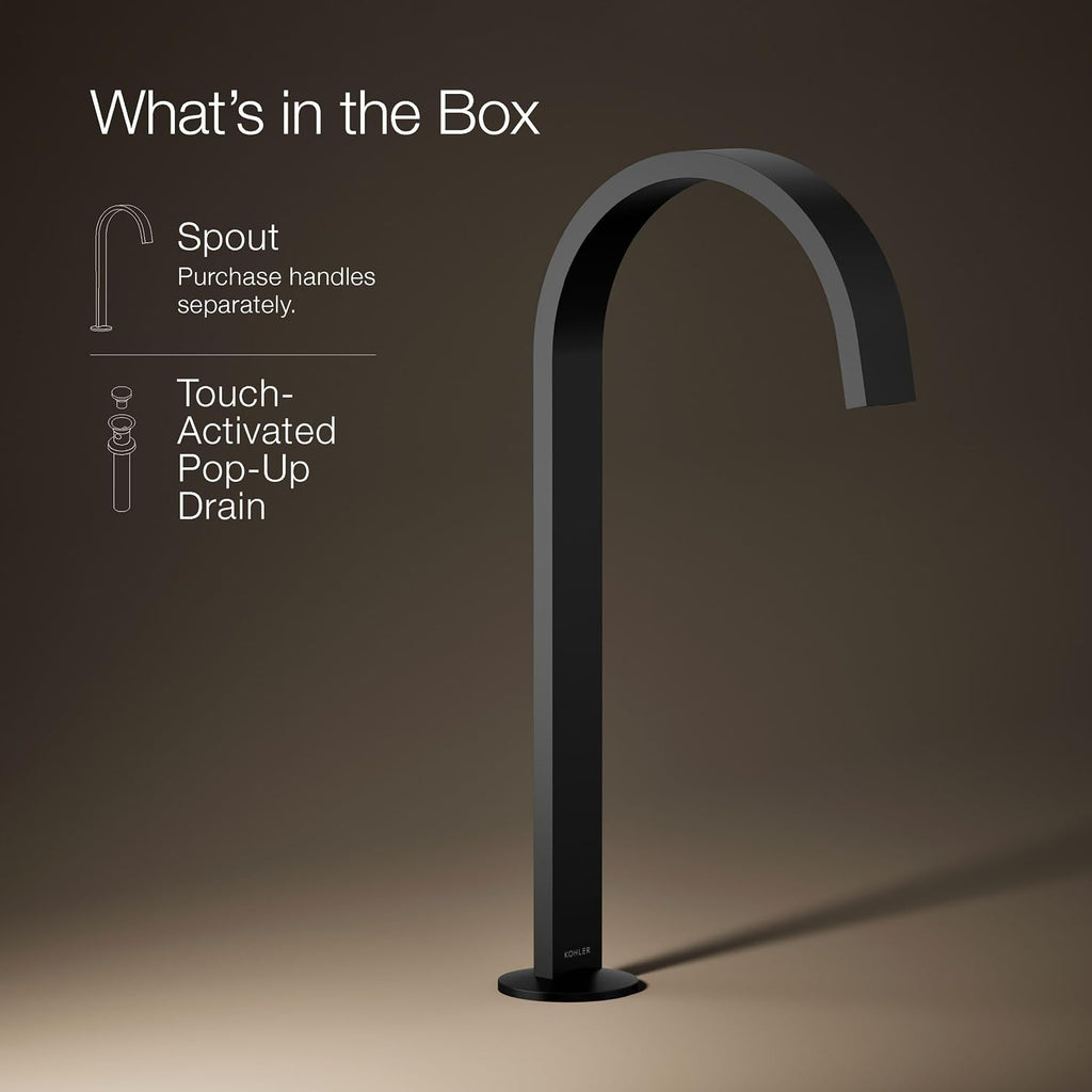 Kohler 77966-BL Components® Bathroom Sink Faucet spout with Ribbon Design, 1.2 gpm, Matte Black