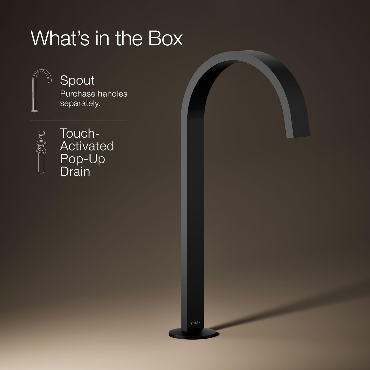 Kohler 77966-BL Components® Bathroom Sink Faucet spout with Ribbon Design, 1.2 gpm, Matte Black