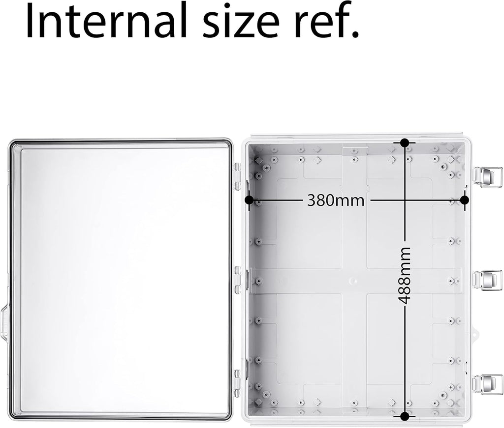 Gratury Junction Box, IP67 Waterproof Plastic Enclosure for Electrical Project, Hinged Grey Cover, Includes Mounting Plate and Wall Bracket (Transparent Cover, 20'×16.1'×7.9')