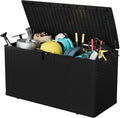 GarveeLife 73 Gallon Resin Deck Box, Weatherproof and UV Resistant Outdoor Storage Box, Lockable Outdoor Storage Bin for Patio Cushions, Garden Tools, Pool Supplies, Package Delivery, Black