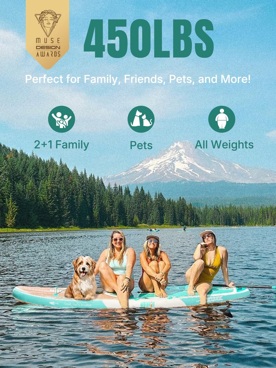 Niphean Inflatable Stand Up Paddle Board with Stabiltrac Fin Design and SUP Accessories & Niphean Dog Pool Ramp(Full-Coverage Non-Slip Deck)