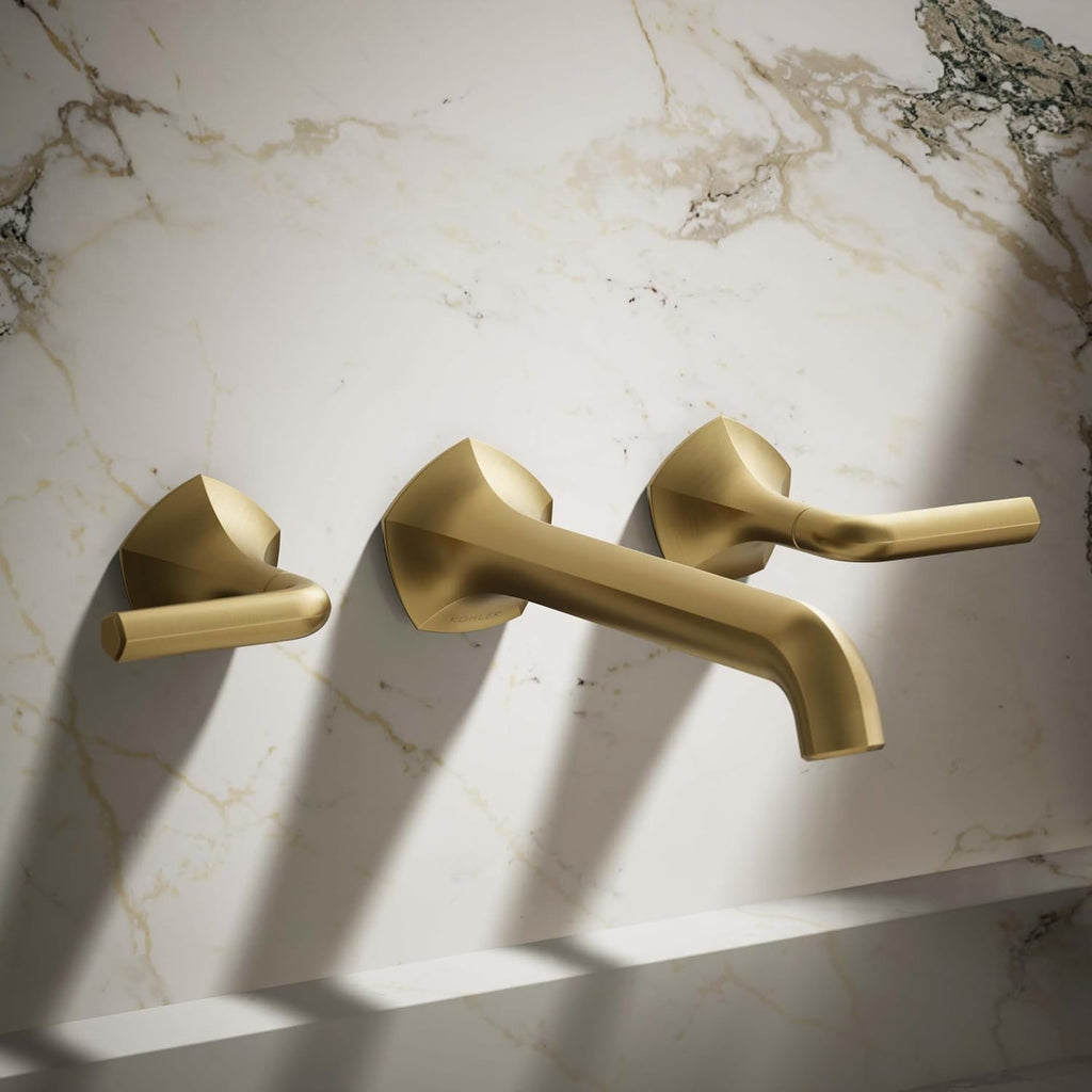 KOHLER T27013-4-2MB Occasion Wall-Mount Bathroom Sink Faucet Lever Handle Trim in Vibrant Brushed Moderne Brass