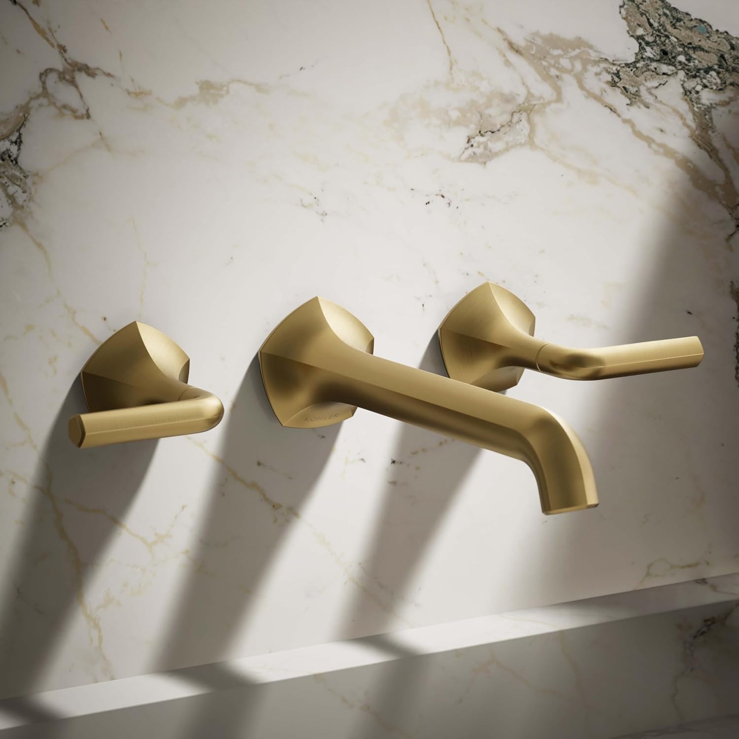 KOHLER T27013-4-2MB Occasion Wall-Mount Bathroom Sink Faucet Lever Handle Trim in Vibrant Brushed Moderne Brass