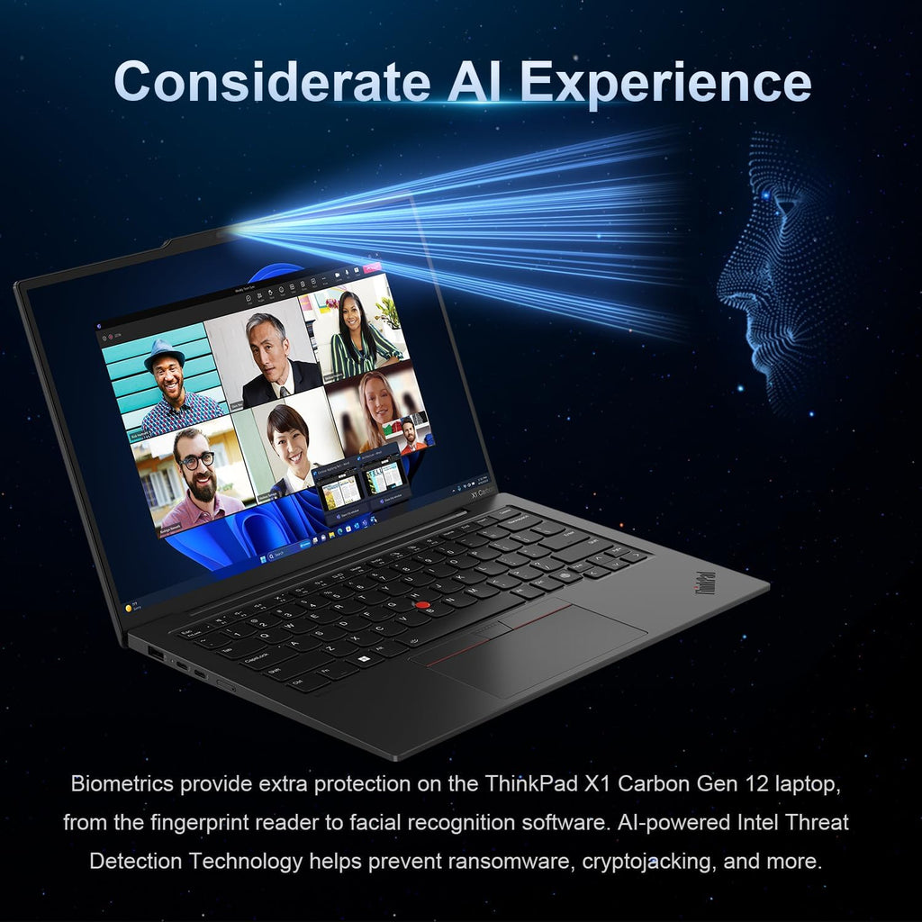 Lenovo ThinkPad X1 Carbon G12 Business Laptop, 14' FHD+ (1920x1200) Touchscreen, Intel Core Ultra 7 165U, 32GB LPDDR5X RAM, 1TB PCIe SSD, Wi-Fi 6, FP Reader, HDMI, Backlit KB, Windows 11 Pro, Black