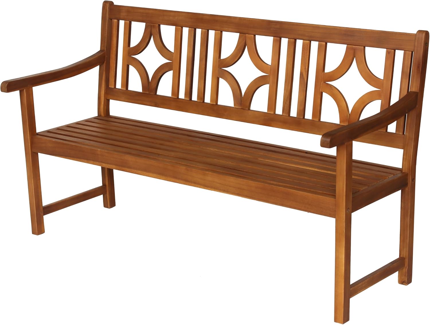 JONATHAN Y BNH100A Sloane 59.1' 3-Seat Ogee Diamond-Back 600-Lbs Support Acacia Wood Outdoor Garden Patio Bench for Garden, Lawn, Backyard, Pool, Deck, Beach, Firepit, Teak
