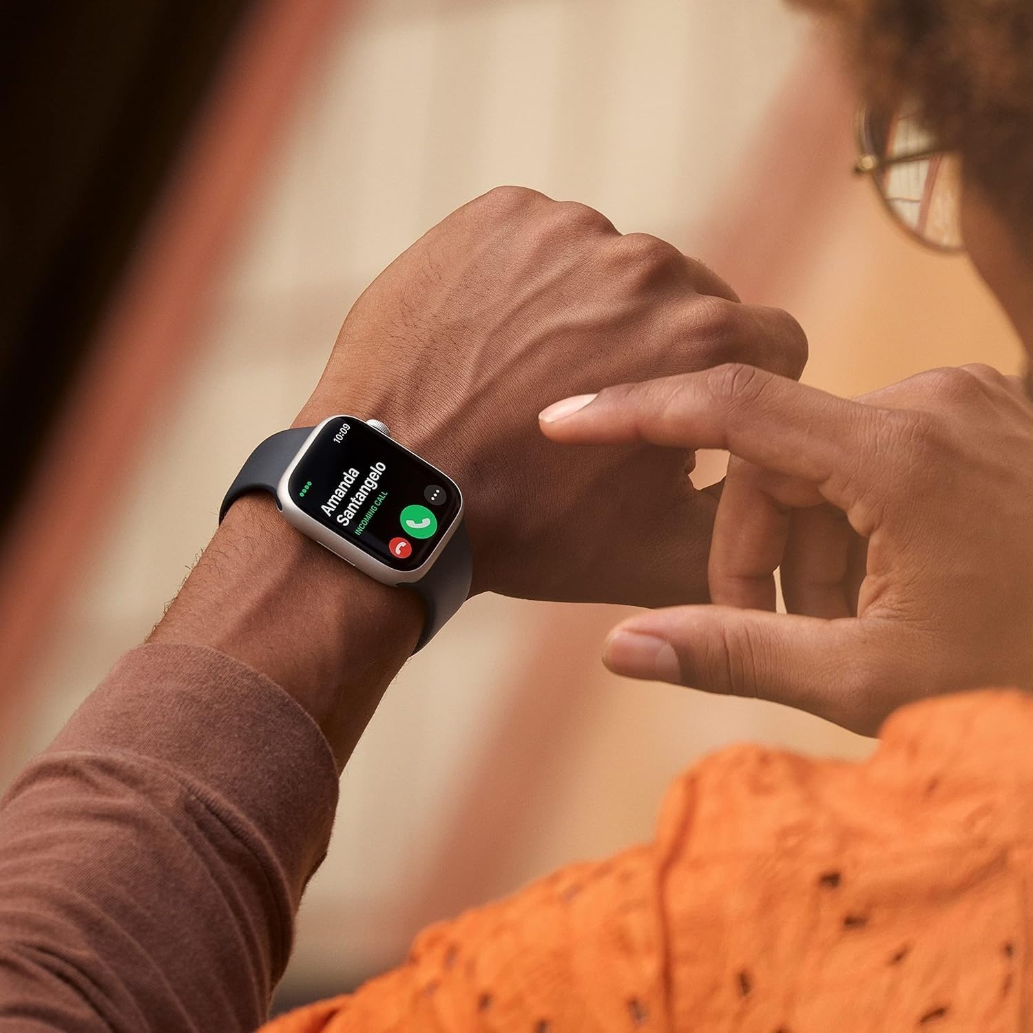 Apple Watch Series 8 (GPS + Cellular, 45MM) Silver Stainless Steel Case with White Sport Band (Renewed)