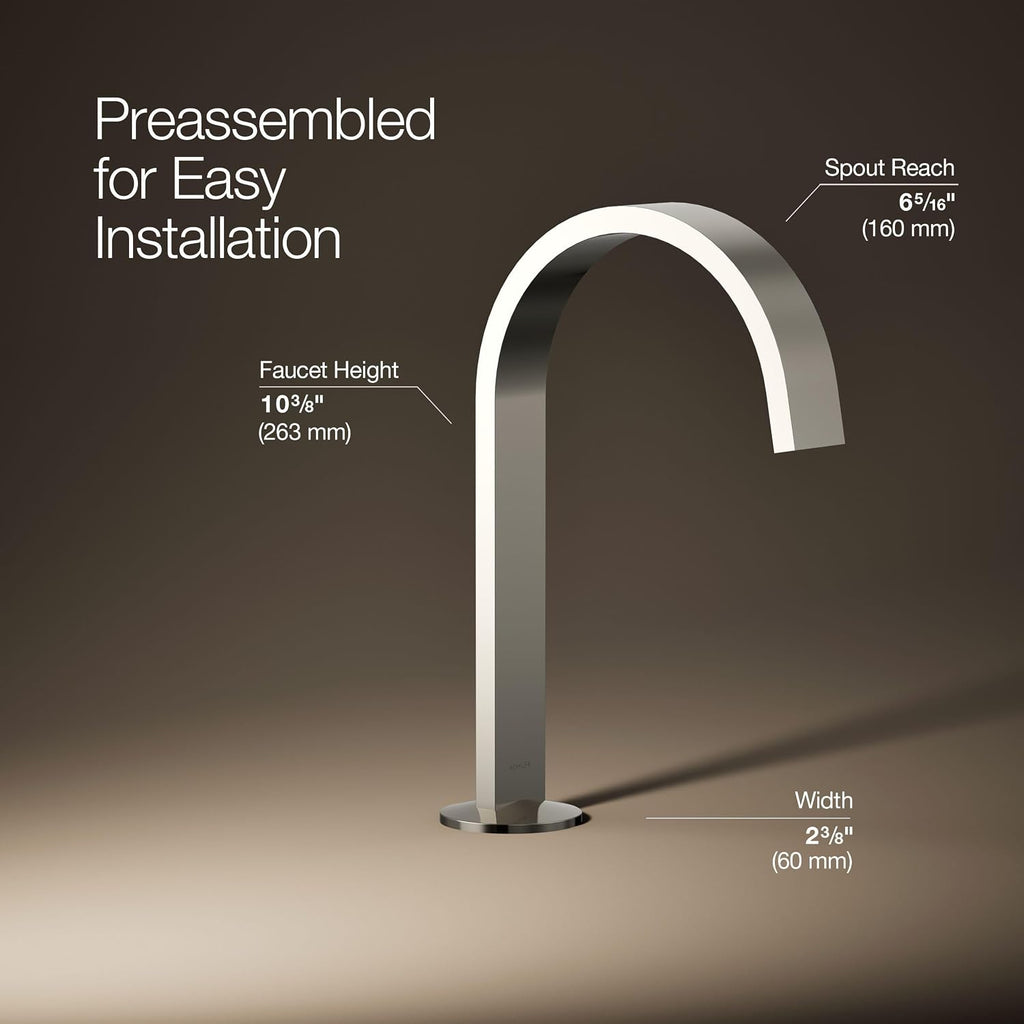 Kohler 77968-SN Components® Bathroom Sink Faucet spout with Ribbon Design, 1.2 gpm, Vibrant Polished Nickel