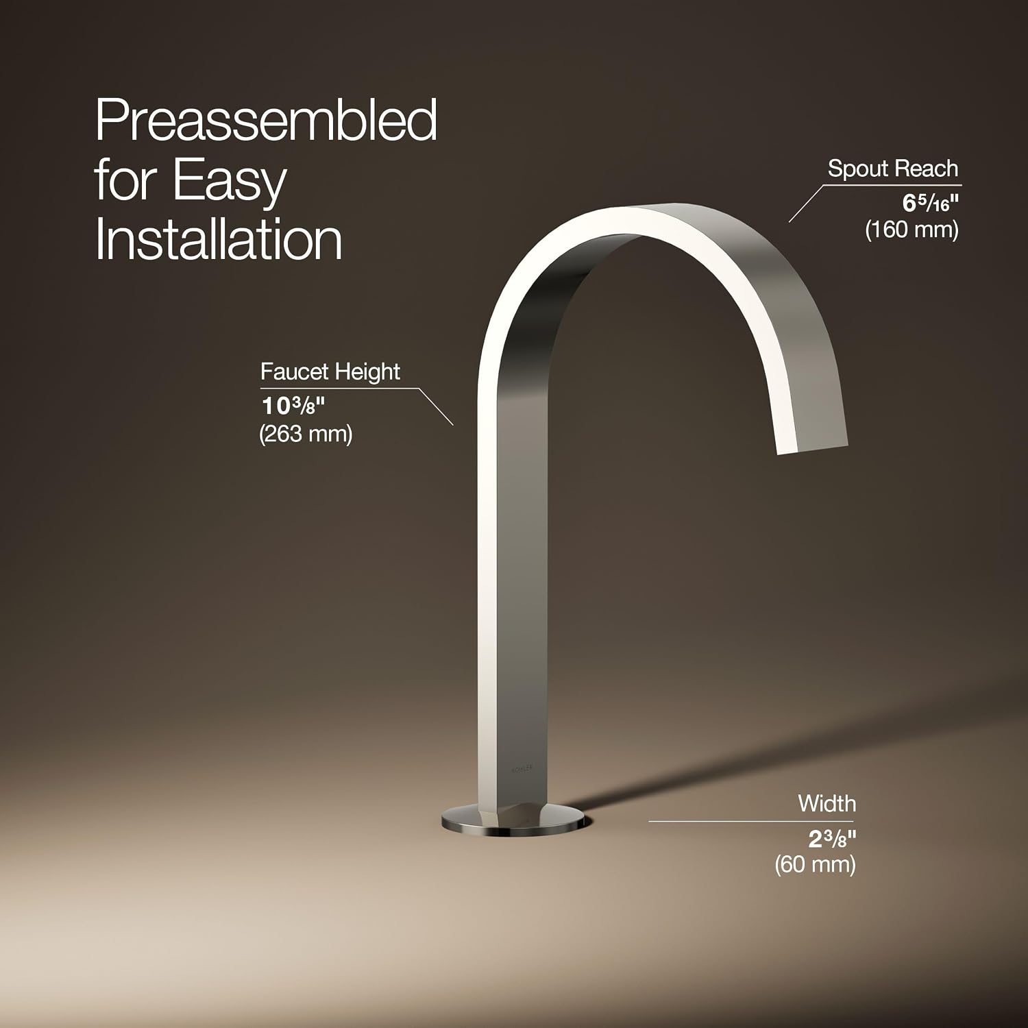Kohler 77968-SN Components® Bathroom Sink Faucet spout with Ribbon Design, 1.2 gpm, Vibrant Polished Nickel