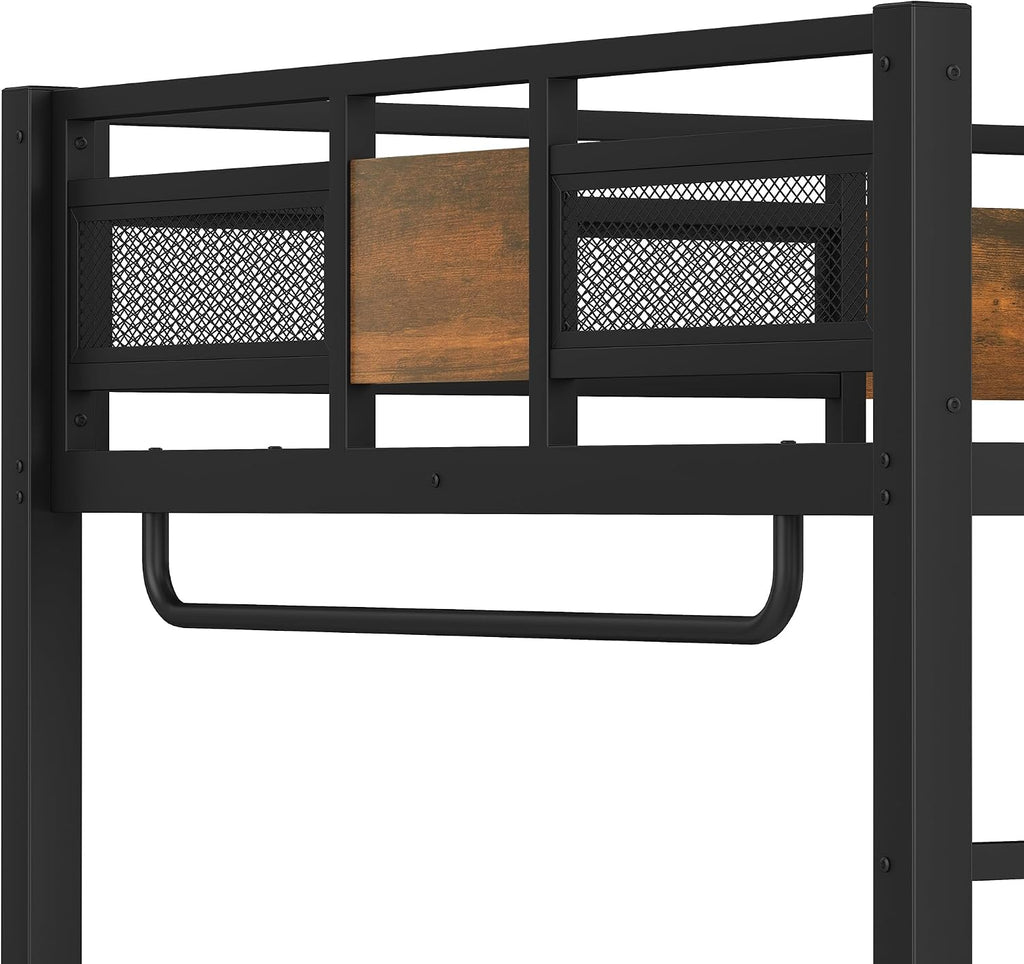 Bellemave Full Loft Bed with L-Shaped Desk and Storage Drawers, Full Size Loft Bed Frame with Computer Monitor Stand, Corner Shelf and Hanger Rod, Adults Loft Beds Nosie-Free, Black