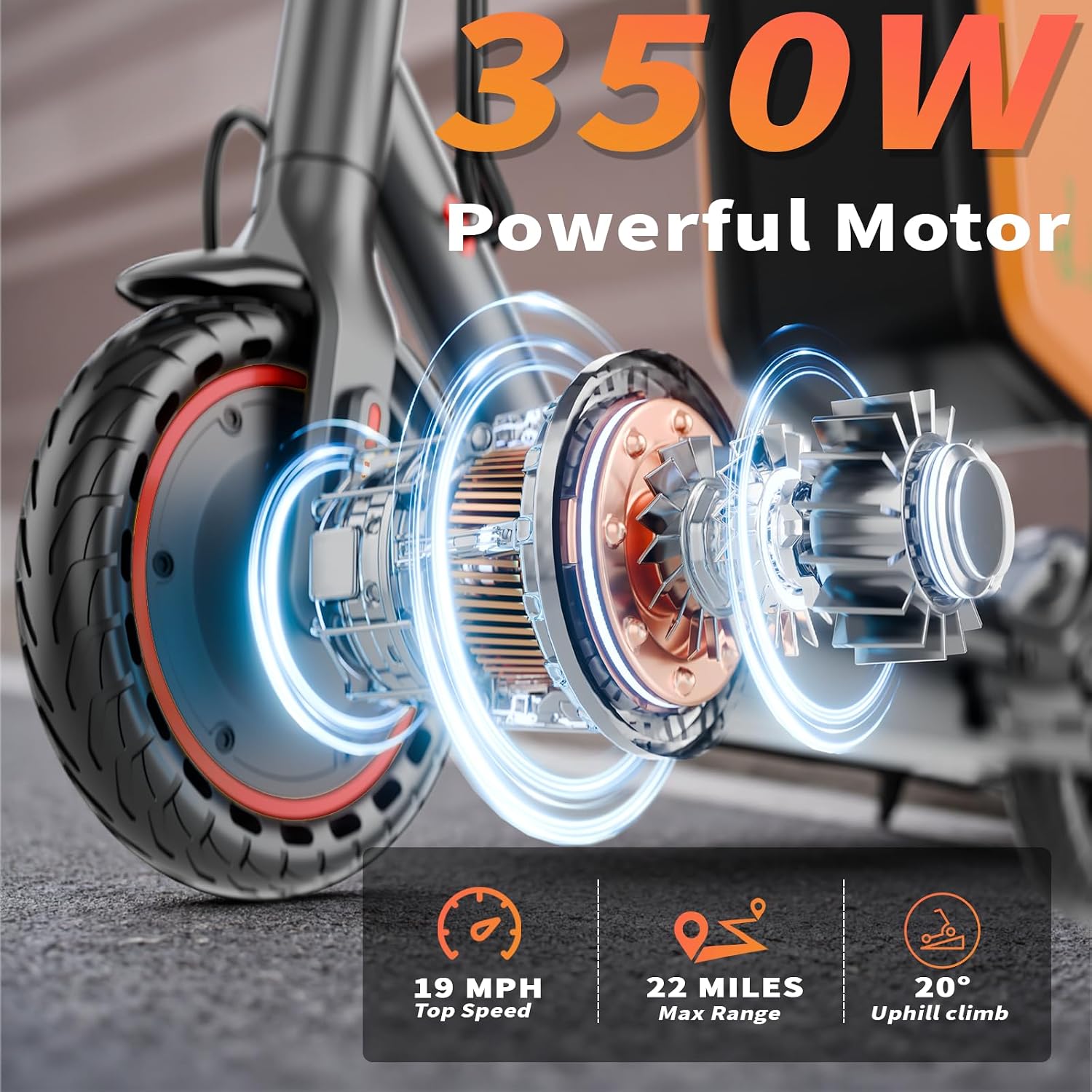 Qlaway 8.5' E Scooter for Adults 19/22 MPH 350/500W Motor 187.2/288.6/441WH Battery, Motorized Scooter Up to 22 Miles Range, Foldable Bearing 265 LBS/APP Control