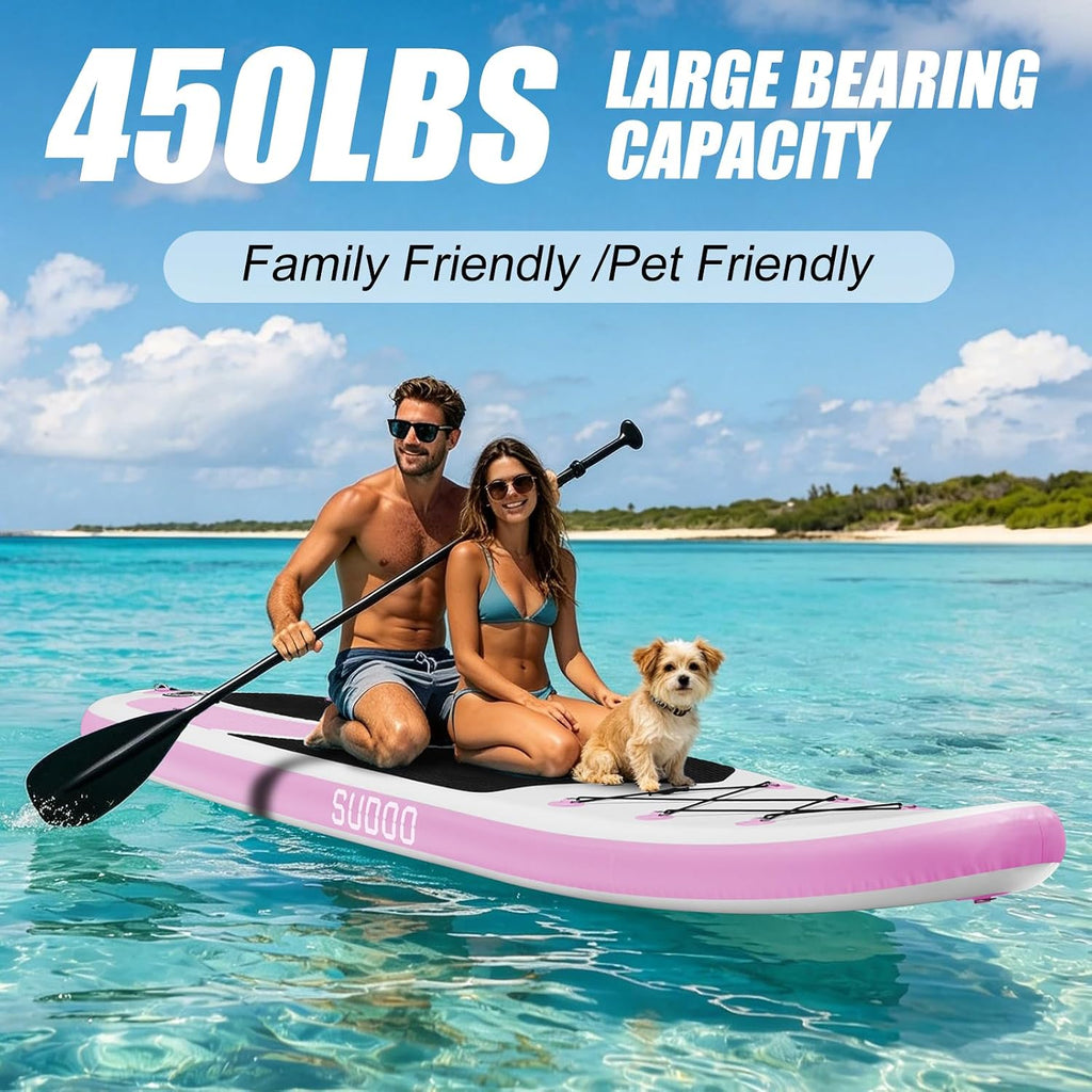 SUDOO Inflatable Stand Up Paddle Board 10'/ 10'6' SUP with 450LB Weight Capacity Adjustable Paddle Wide Stable Non Slip EVA Deck Complete Accessories for Adults Beginners Youth Outdoor Water Sports