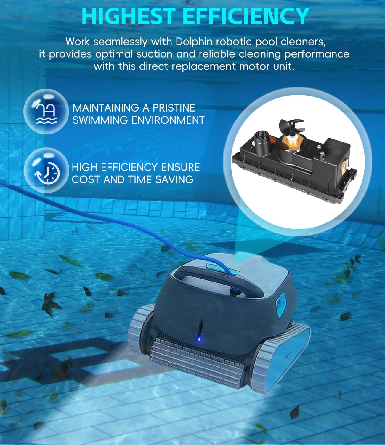 Sunluway Compatible with Dolphin Robotic Pool Cleaner Motor Unit 9995372RD-EX, Fits Advantage Plus, Deluxe 4, Discovery (Old), Edge, Premier, Prowler 830, and Triton (Old)