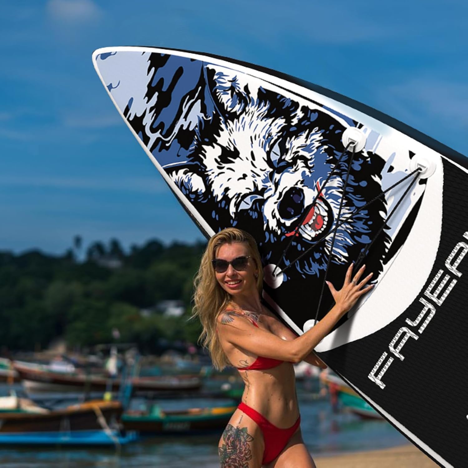 Inflatable Paddle Board,Stand Up Paddle Board,Anti-Slip EVA Deck,Complete SUP Accessories for All Skill Levels,Widened Paddleboard Equipped with Removable Fin, Hand Pump