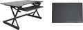 Rocelco 40' Height Adjustable Standing Desk Converter with AC Outlet USB Charger and Anti-Fatigue Floor Mat - Sit Stand Up Tabletop Riser - Sliding Keyboard Tray - Black (R DADRB-40-ACUSB-MAFM)