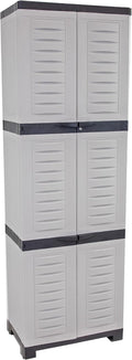 Sunnydaze 72' H Resin Garage Storage Cabinet - Garage Cabinet with Lockable Doors and Adjustable Shelves - Freestanding Utility Storage for Laundry Room, Office, Basement - Gray