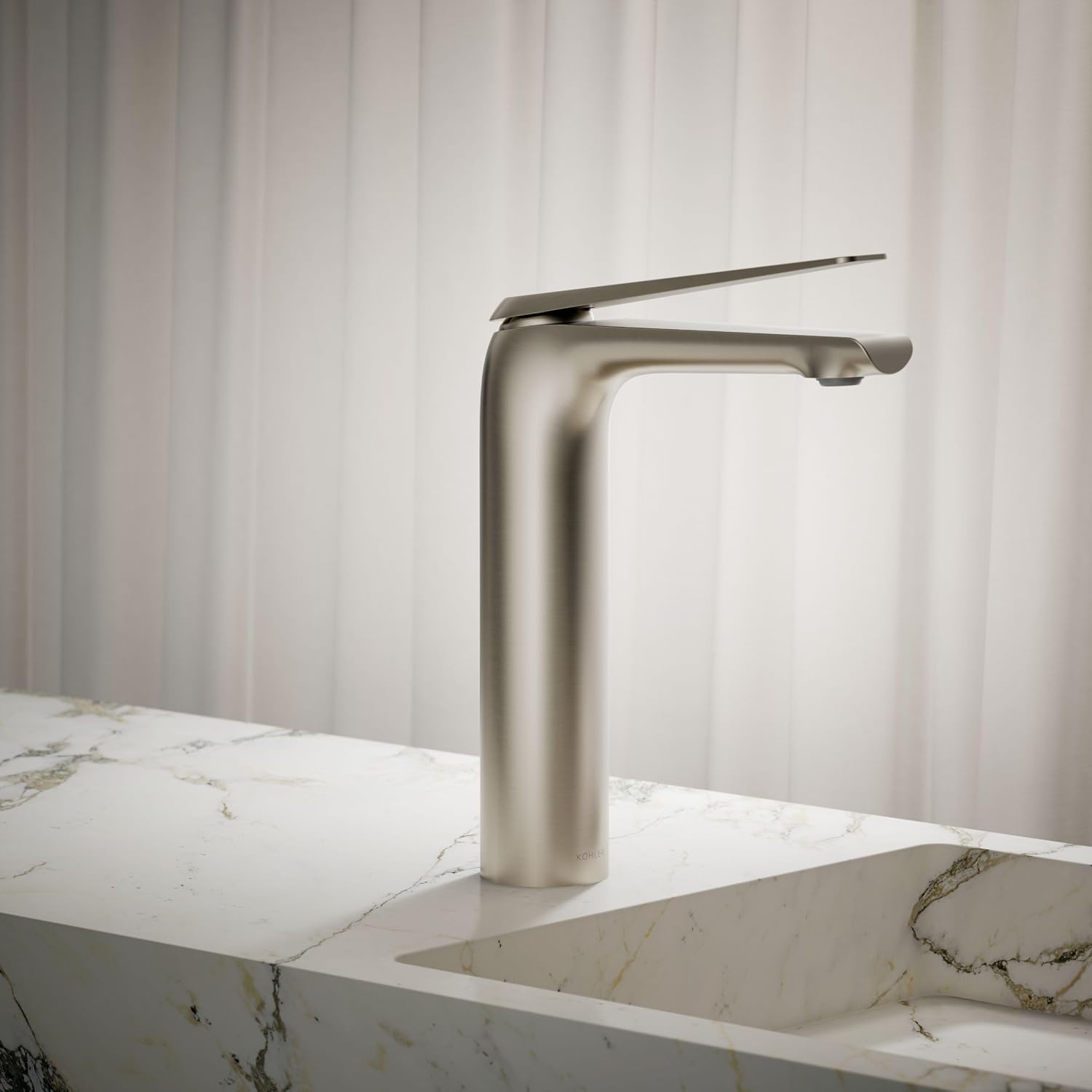 Kohler 97347-4-BN Avid® Tall Single-Handle Bathroom Sink Faucet, 1.2 gpm, Vibrant Brushed Nickel